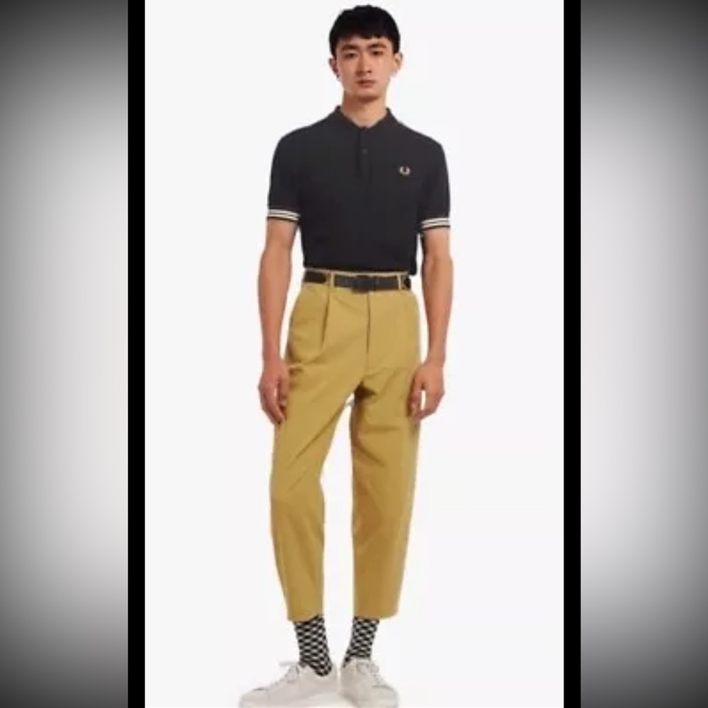 NWT Fred Perry Tapered Cropped Trousers Pants 32 Regular New